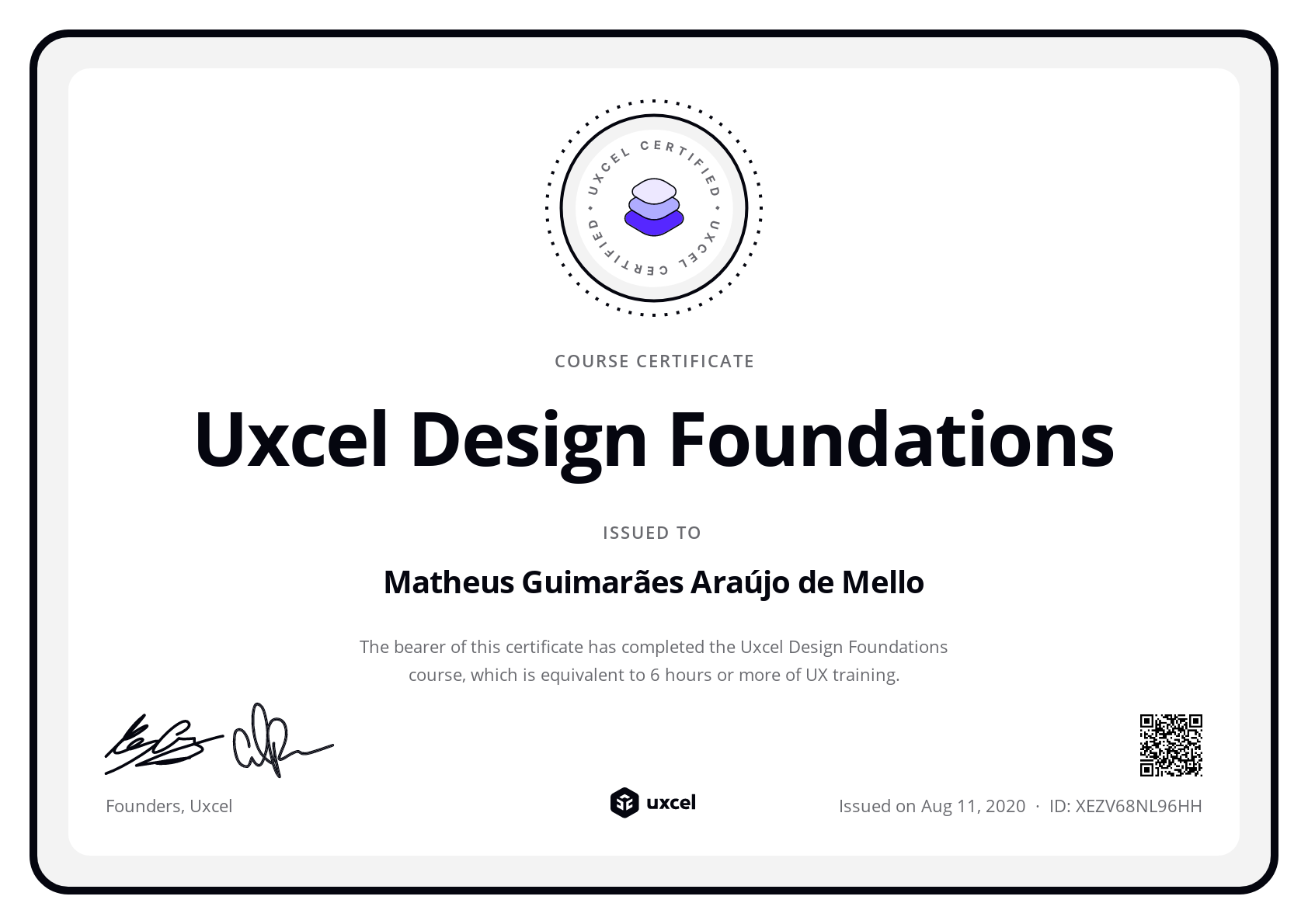 Matheus Guimarães Araújo de Mello's certificate